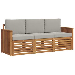 vidaXL Setovi sofa 3 pcs Prirodna i svijetlo siva Čvrsto drvo akacije