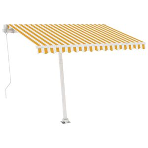 vidaXL Tenda na ručno uvlačenje s LED svjetlima 300x250 cm žuto-bijela