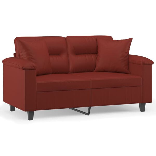 vidaXL Dvosjed s jastucima crvena boja vina 120 cm od umjetne kože