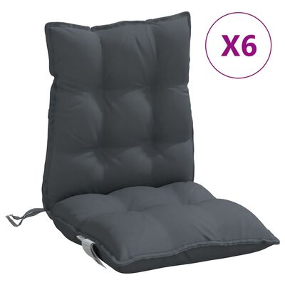 vidaXL Jastuci za stolice s niskim naslonom 6 kom antracit od tkanine