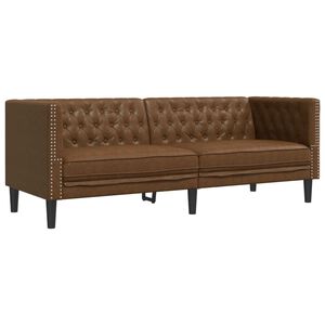 vidaXL Fotelja Chesterfield 3-sjed, smeđa umjetna antilop koža