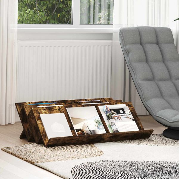 vidaXL Polica za časopise s policom Dimljeni hrast 90 x 53 x 28,5 cm