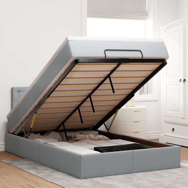 vidaXL Otomanski krevet s madracem svijetlosivi 120x200 cm tkanine