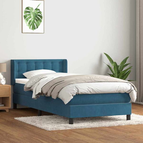 vidaXL Box spring krevet s madracem tamnoplavi 100x210 cm bar&scaron;unasti