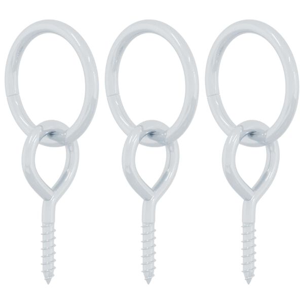 vidaXL Prstenovi za vezivanje konja s vijcima s u&scaron;icom 3 kom srebrni čelični