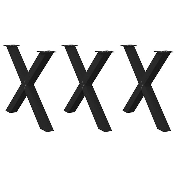 vidaXL Noge za blagovaonski stol u obliku slova X, 3 kom, crne, 90 x (72-73) cm, čelik