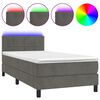 vidaXL Krevet box spring s madracem LED tamnosivi 90x190 cm bar&scaron;un