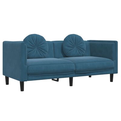 vidaXL 3-dijelni set sofa s jastucima plavi baršunasti