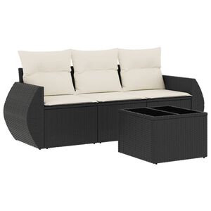 vidaXL 4-dijelni set vrtnih sofa od poliratana s jastucima crni