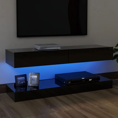 vidaXL TV ormarić s LED svjetlima visoki sjaj crni 120 x 35 cm