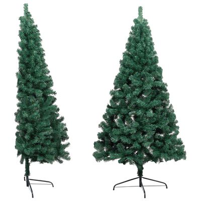 vidaXL Umjetna osvijetljena polovica božićnog drvca zelena 240 cm