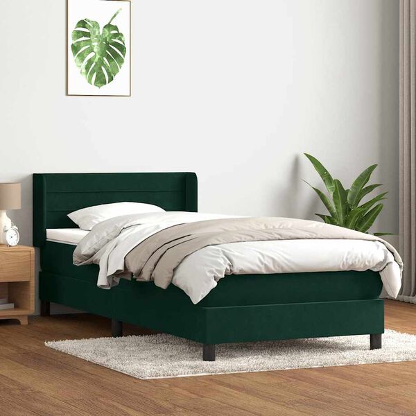 vidaXL Box Spring krevet s madracem tamnozeleni 90x220 cm bar&scaron;un