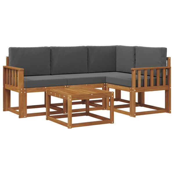 vidaXL Set vanjskih sofa s jastukom 5 pcs Prirodna i antracit