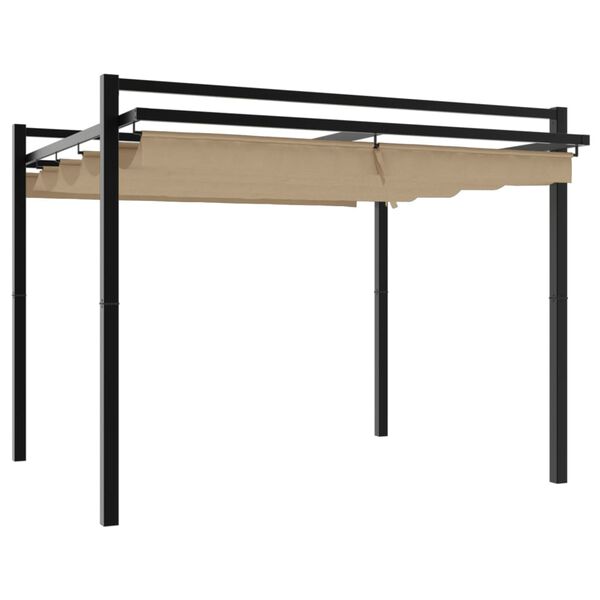 vidaXL Vrtna sjenica s pomičnim krovom 3 x 3 m sivosmeđa aluminijska