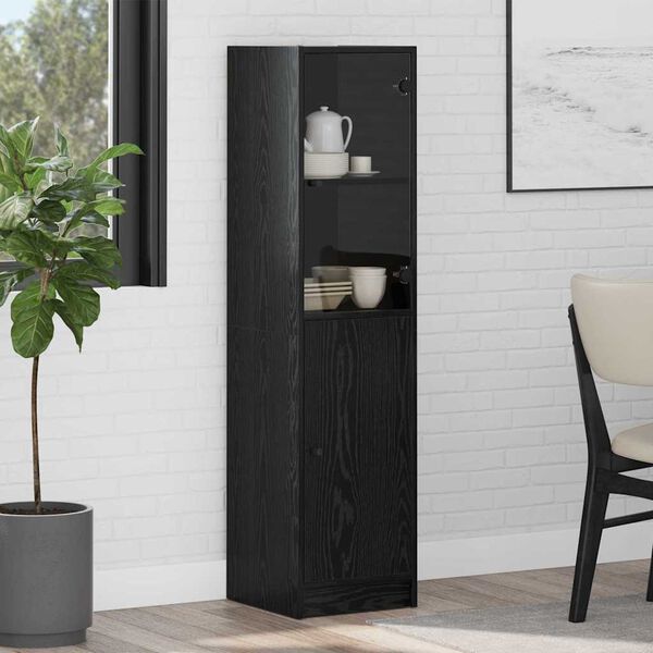 vidaXL Highboard Crni hrast 35 x 37 x 142 cm Konstruirano drvo