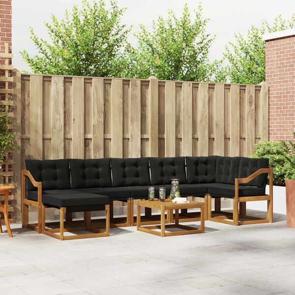 vidaXL Set vanjskih sofa s jastukom 8 pcs Prirodna i crna