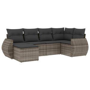vidaXL 6-dijelni set vrtnih sofa od poliratana s jastucima sivi