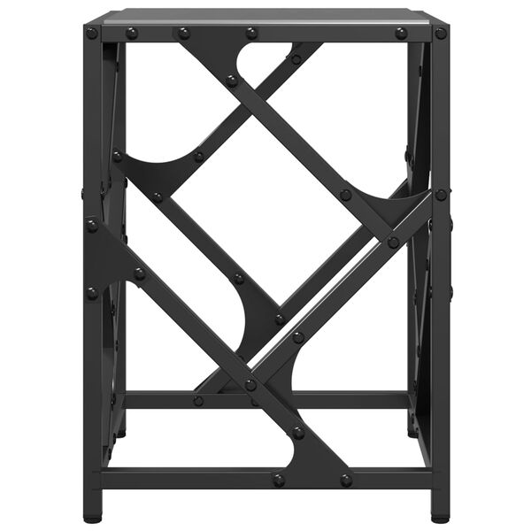 vidaXL Stolić za kavu s crnom staklenom površinom 30x30x41 cm čelik