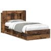 vidaXL Okvir kreveta s pohranom s uzglavljem Staro drvo 75 x 190 cm