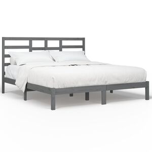 vidaXL Okvir za krevet od masivne borovine sivi 200 x 200 cm