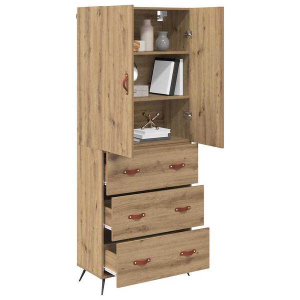 vidaXL Highboard Umjetnički hrast 69,5 x 34 x 180 cm Konstruirano drvo