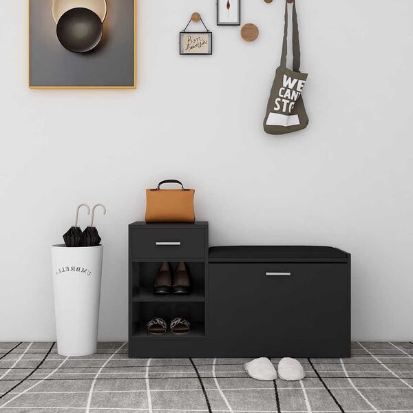 vidaXL Klupa za cipele crna 94,5 x 31 x 57 cm od konstruiranog drva