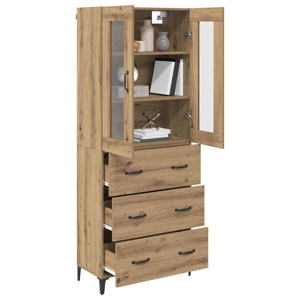 vidaXL Highboard Umjetnički hrast 69,5 x 34 x 180 cm Konstruirano drvo