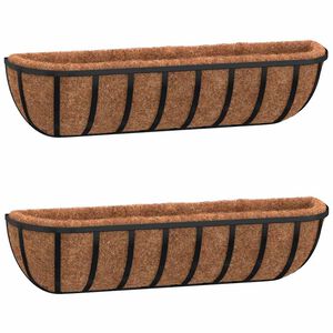 vidaXL Zidna korita crna 2 kom obloge od kokosa 61x19x16 cm čelična