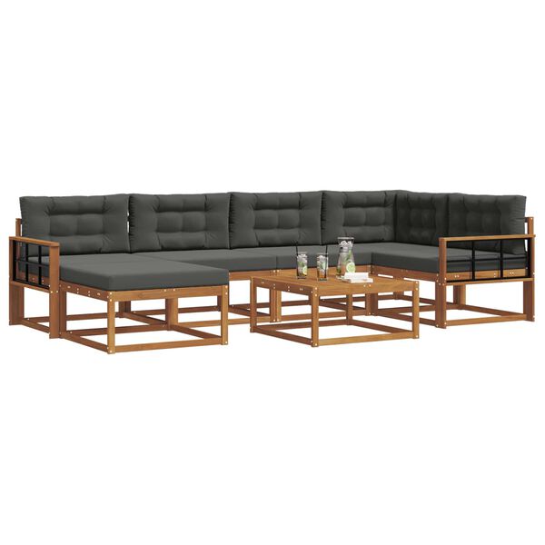 vidaXL Set vanjskih sofa s jastukom 7 pcs Prirodna i antracit