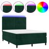 vidaXL Krevet box spring s madracem LED tamnozeleni 140x190 cm bar&scaron;un