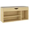 vidaXL Klupa za cipele s jastukom boja hrasta 104 x 30 x 49 cm drvena
