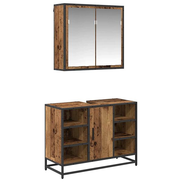 vidaXL Set namje&scaron;taja za kupaonicu 2 pcs Staro drvo Konstruirano drvo