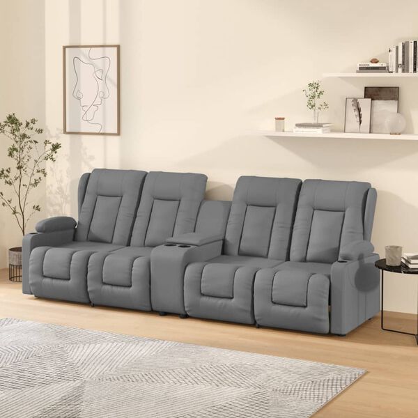 vidaXL Masažni četverosjed od umjetne kože s držačima čaša sivi