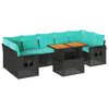 vidaXL 8-dijelni set vrtnih sofa od poliratana s jastucima crni