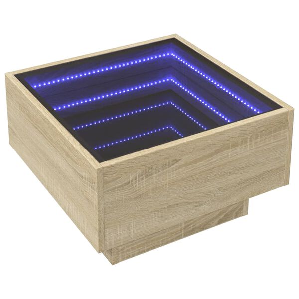 vidaXL Stolić za kavu LED boja hrasta 50x50x30 cm konstruirano drvo