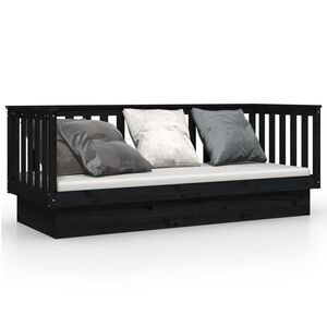 vidaXL Dnevni ležaj crni 75x190 cm od masivne borovine