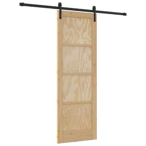 vidaXL Klizna vrata 73,5 x 211 cm Masivna borovina Prirodna i crna