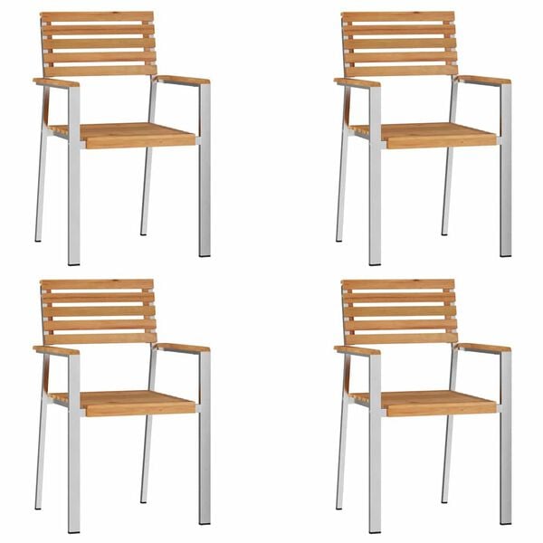 vidaXL Vrtna stolica 4 pcs Prirodna nafta Čvrsto teak drvo