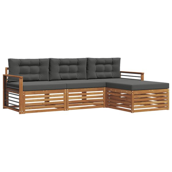 vidaXL Set vanjskih sofa s jastukom 4 pcs Prirodna i antracit