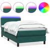 vidaXL Box Spring krevet s madracem i LED tamnozeleni 90x220 cm bar&scaron;un