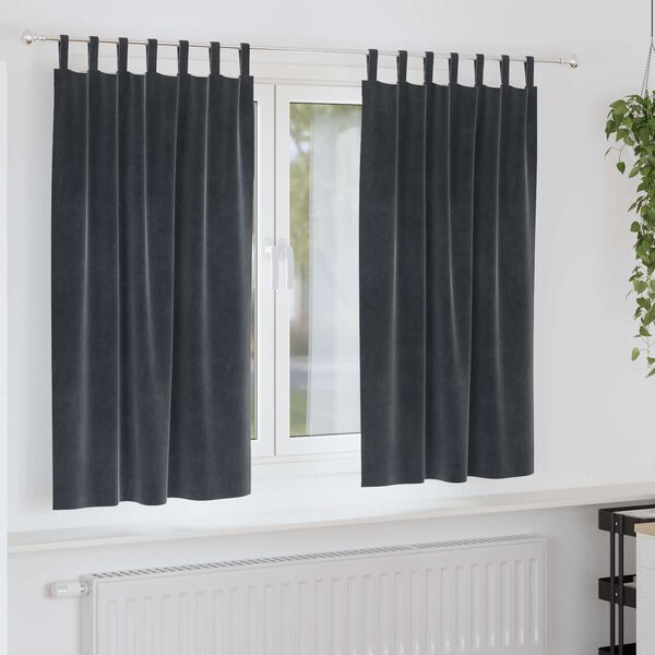 vidaXL Zavjese za zamračivanje 2 pcs Tamno siva 140 x 175 cm Baršun