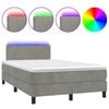 vidaXL Krevet box spring s madracem LED svjetlosivi 120x200 cm bar&scaron;un