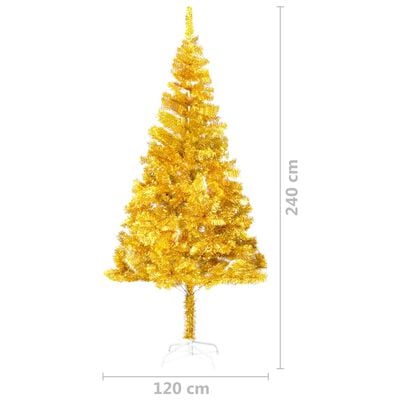 vidaXL Umjetno osvijetljeno božićno drvce sa stalkom zlatno 240 cm PET