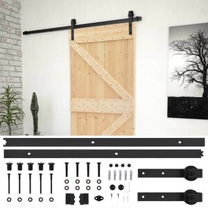 vidaXL Klizna vrata 80 x 210 cm Masivna borovina Prirodna i crna