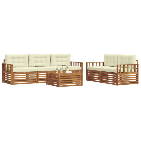 vidaXL Set vanjskih sofa s jastukom 6 pcs Prirodna i krem