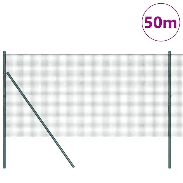 vidaXL Stup za ogradu Zelena 50 x 1,2 m (12 x 12 mm mreža) Čelik i PVC
