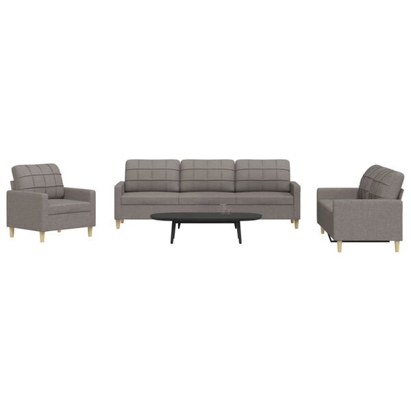 vidaXL 3-dijelni set sofa smeđesivi od tkanine