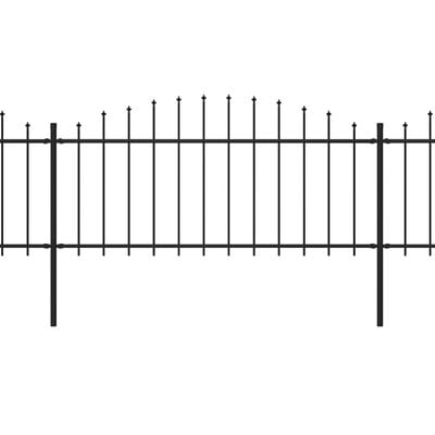 vidaXL Vrtna ograda s ukrasnim kopljima (0,5-0,75) x 8,5 m čelična crna