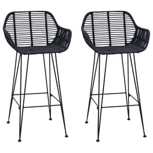 vidaXL Barski stolac 2 pcs 55 x 52 x 92 cm Ratan i čelik