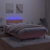 vidaXL Krevet box spring s madracem LED ružičasti 120x190cm bar&scaron;unasti